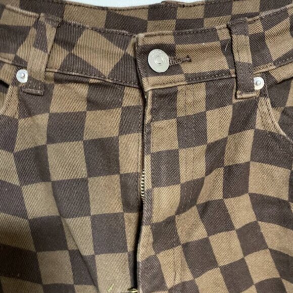 DIVIDED H&M Brown Checkerboard Women's High Waisted Jeans Size 10 - Picture 12 of 16
